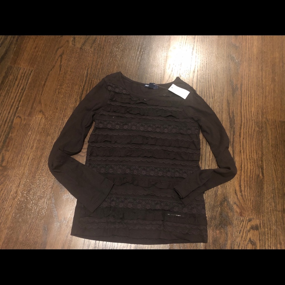 Gap girls lace embellished tee size m NWT
